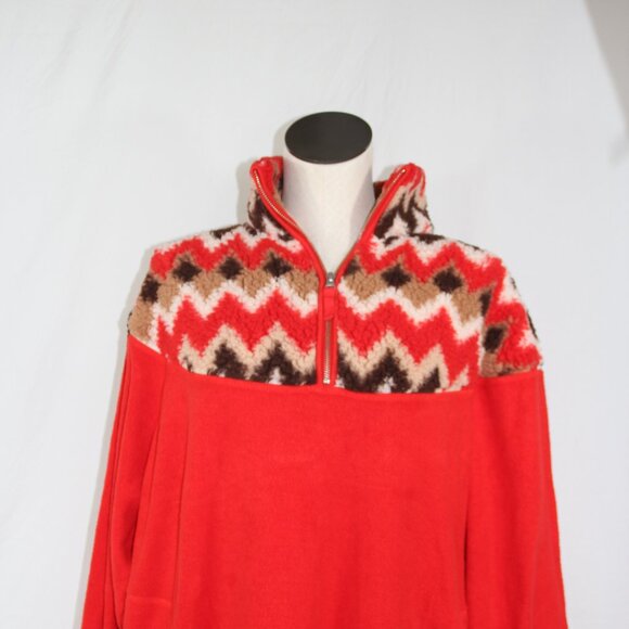 Aerie Oversized Hometown Holiday Red Sherpa Sweatshirt Pockets Size Small Cozy - Picture 3 of 8
